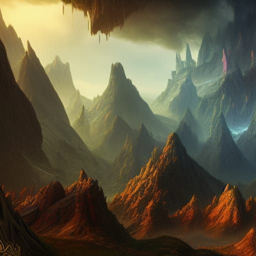 Detailed Matte Painting of Valhalla in Deep Color