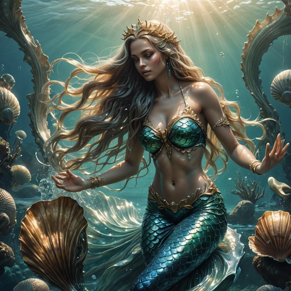 Mermaid in Giger-esque Digital Art