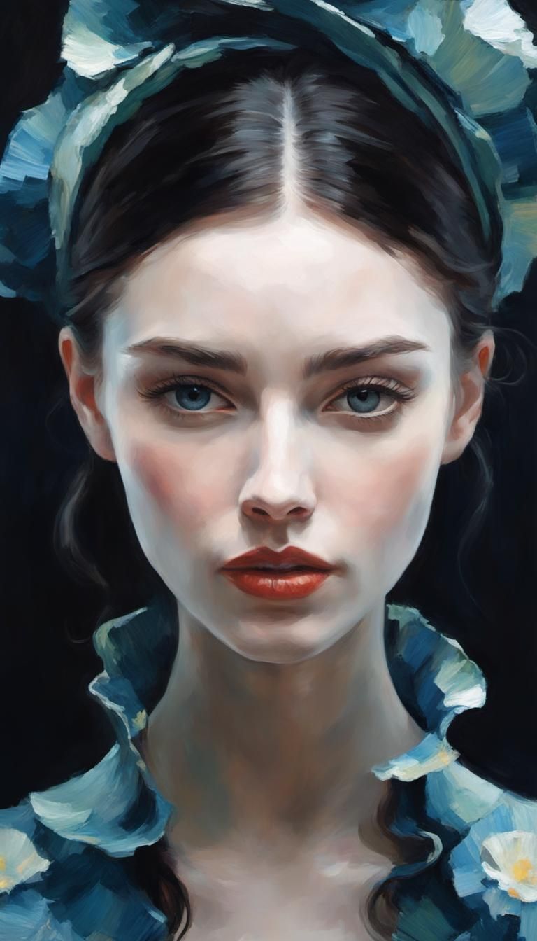 Impasto Oil Painting of a Beautiful Woman