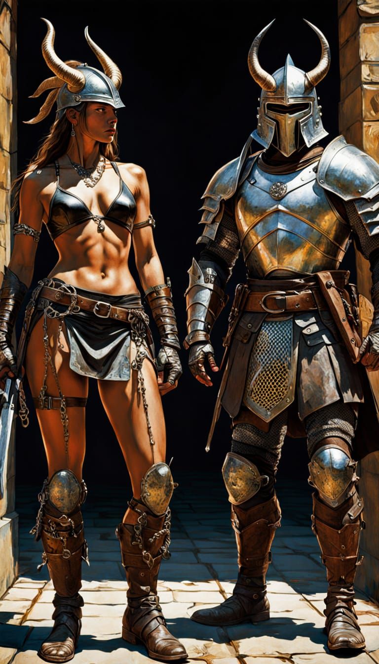 Fantasy Warriors in Vivid Impressionist Film Still