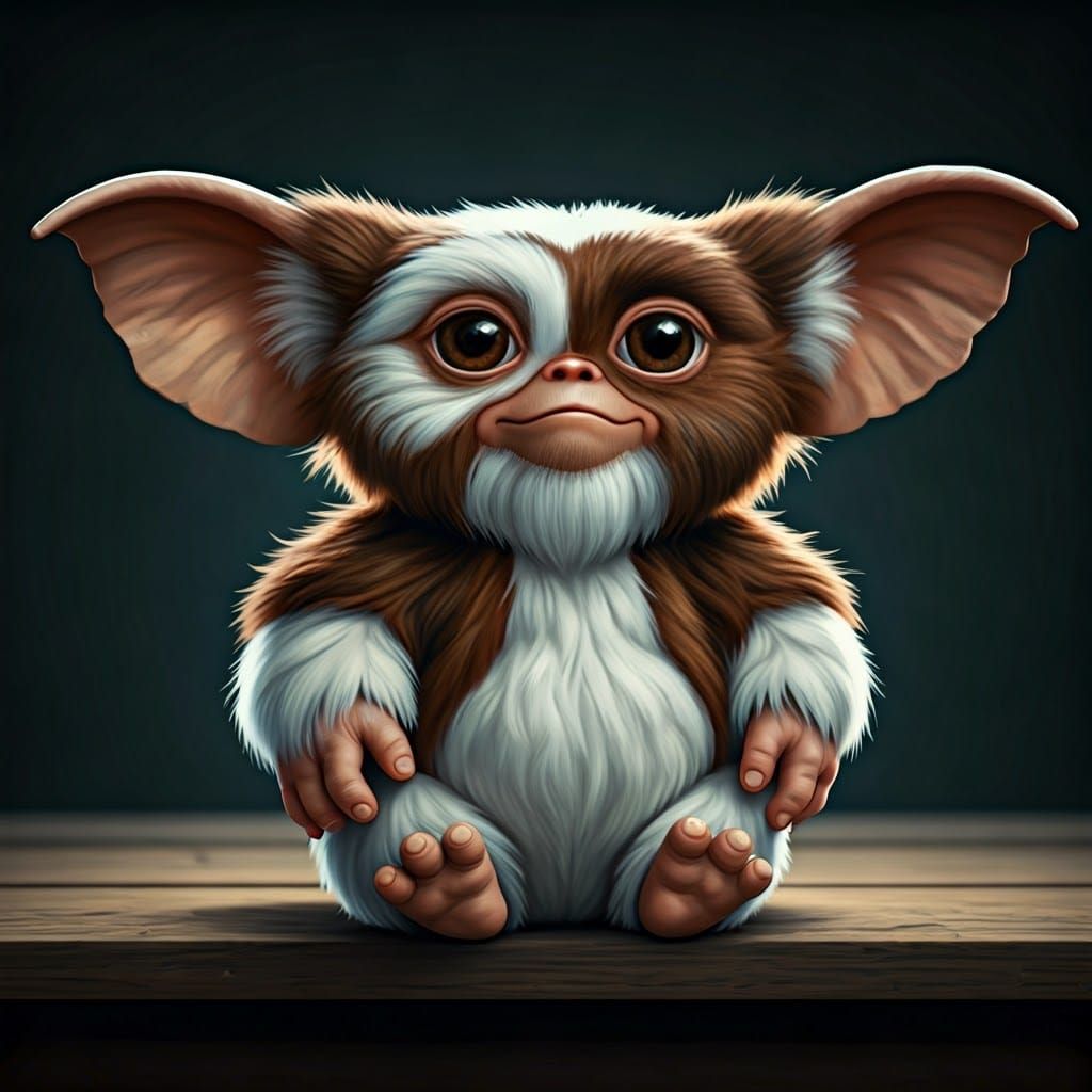 Mogwai Gizmo Cuddles on Table