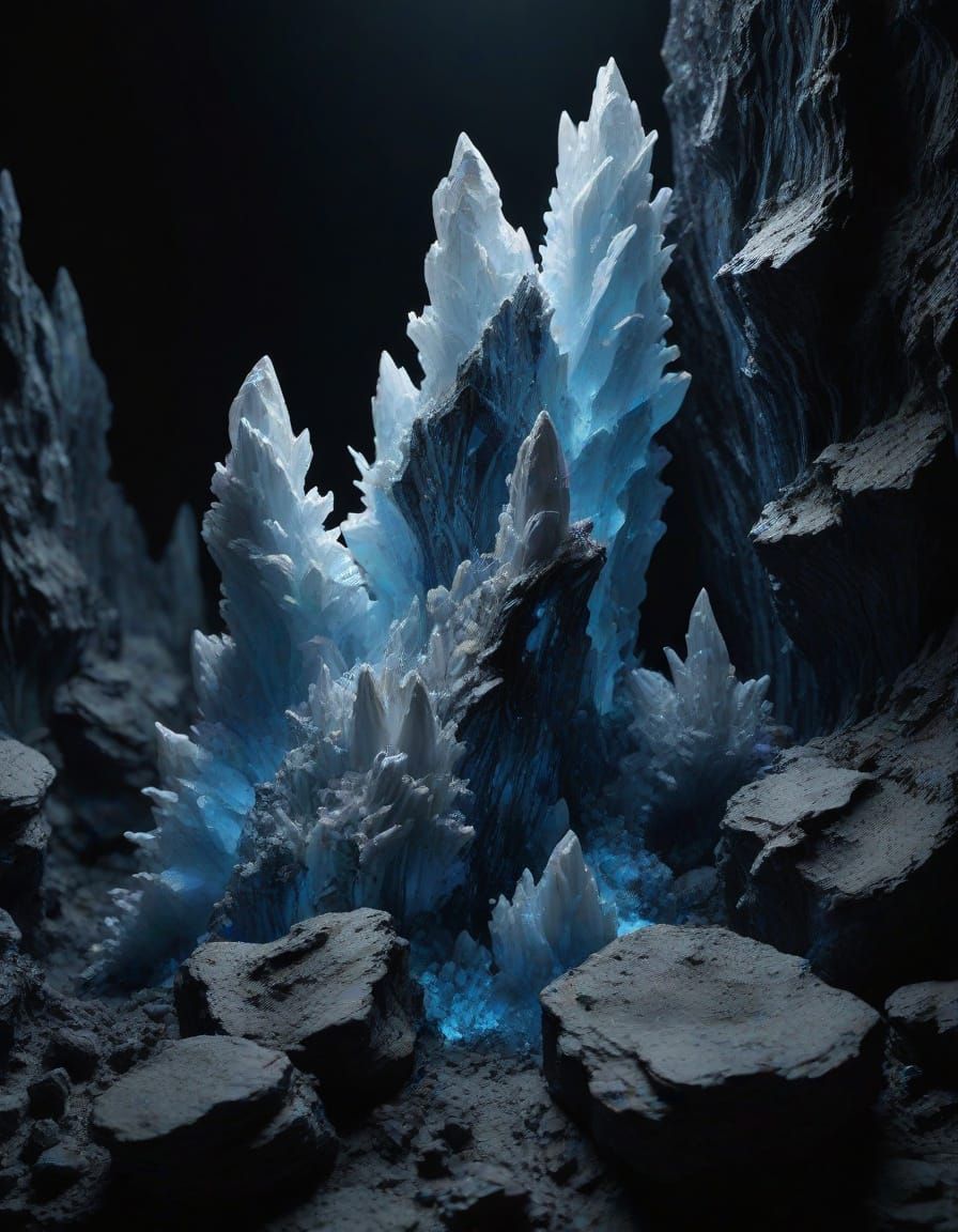 Glowing Gypsum Formation in Ethereal Void