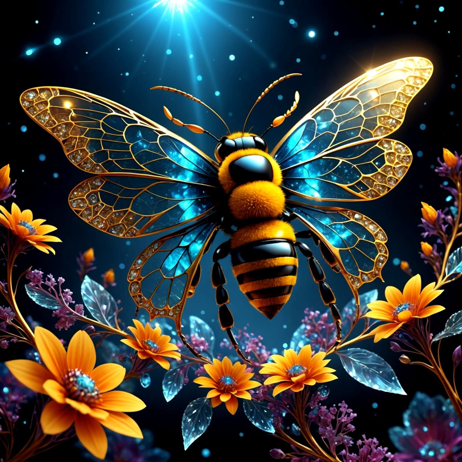 Dreamscape of Fractal Flowers, Wings and Stardust