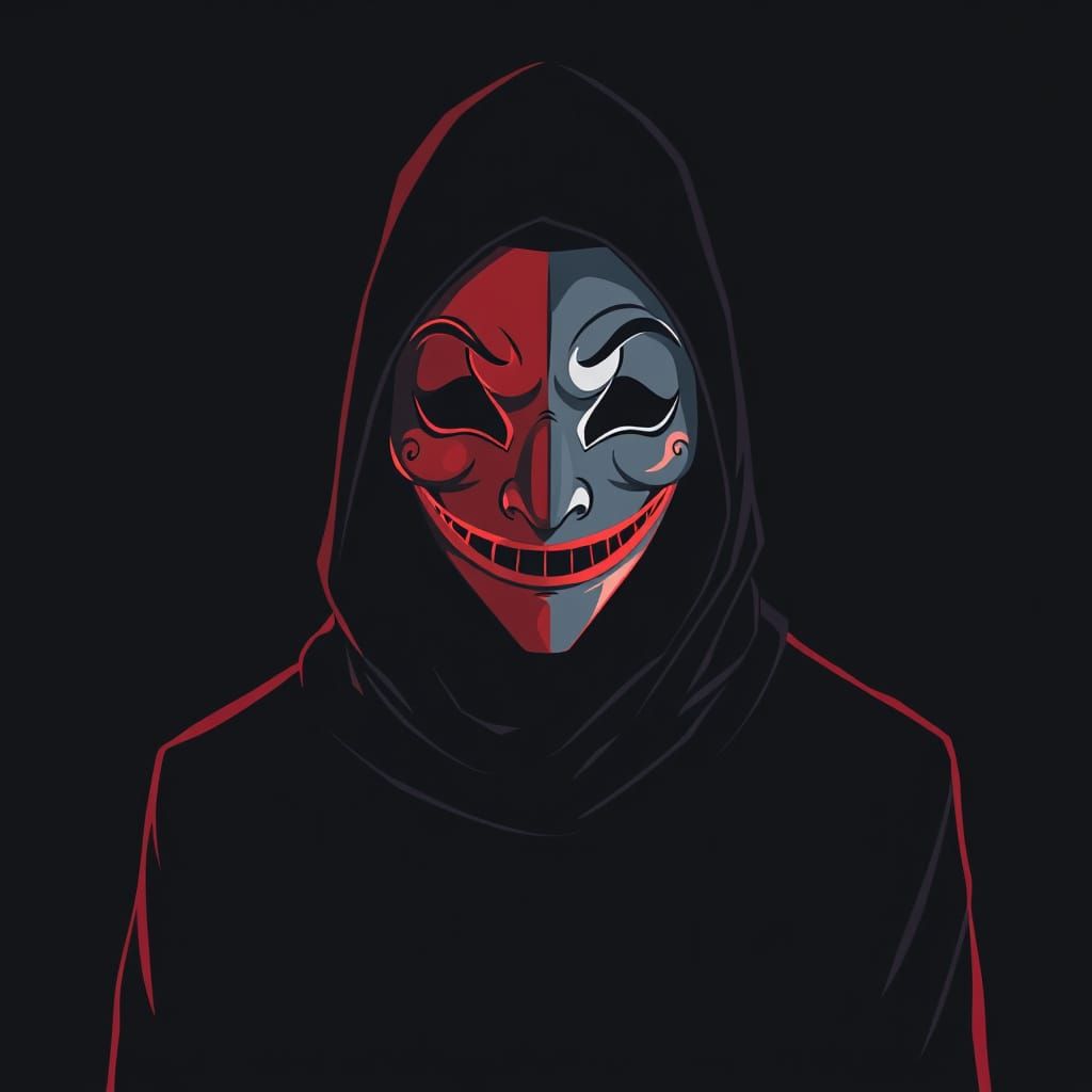Mysterious Masked Figure in Digital Illustration