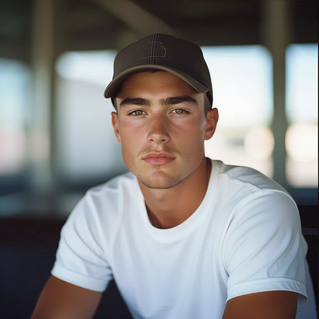 Realistic Portrait of a Youthful Man with Smirk