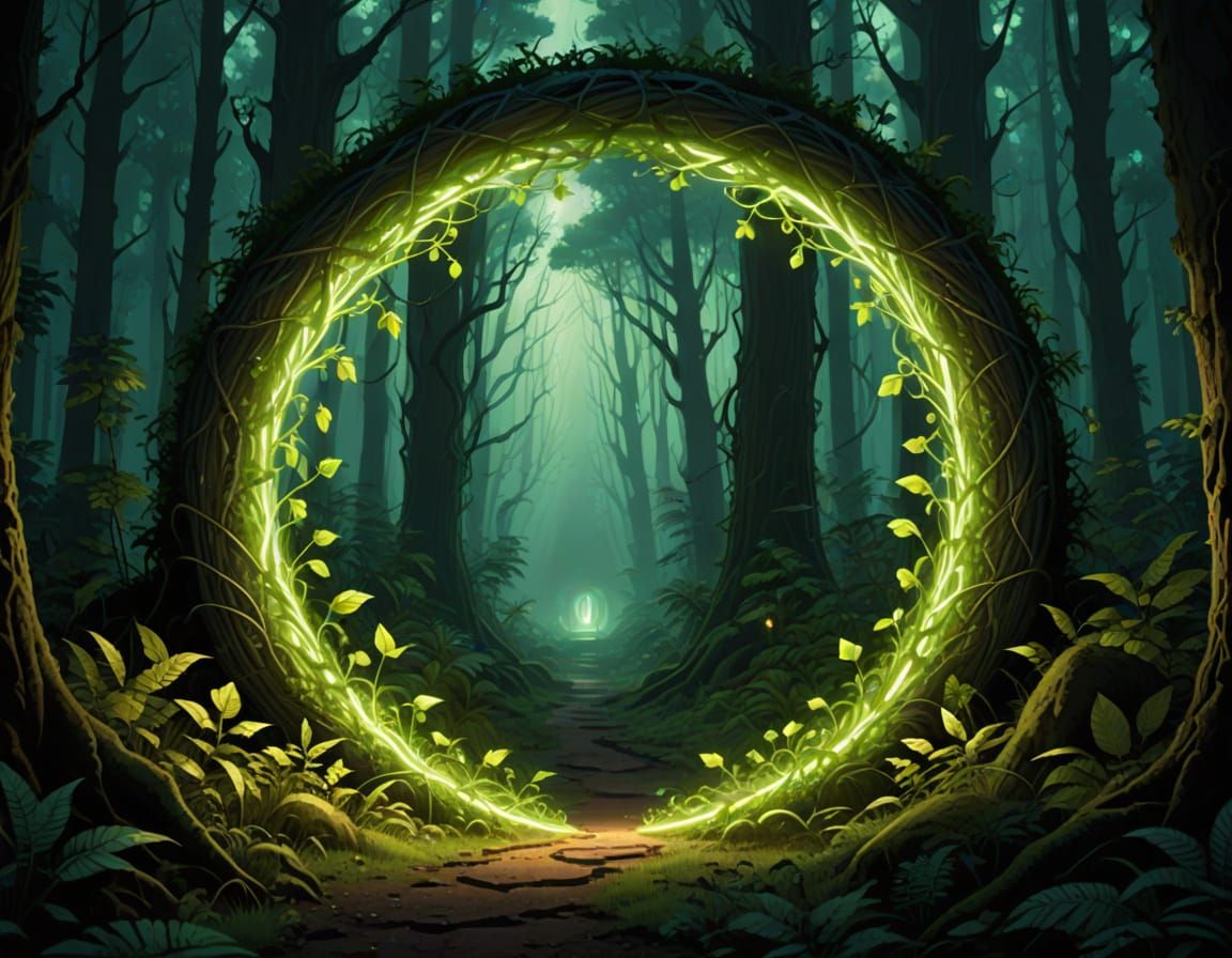 Portal Creator in a Radiant Bio-Luminescent Forest
