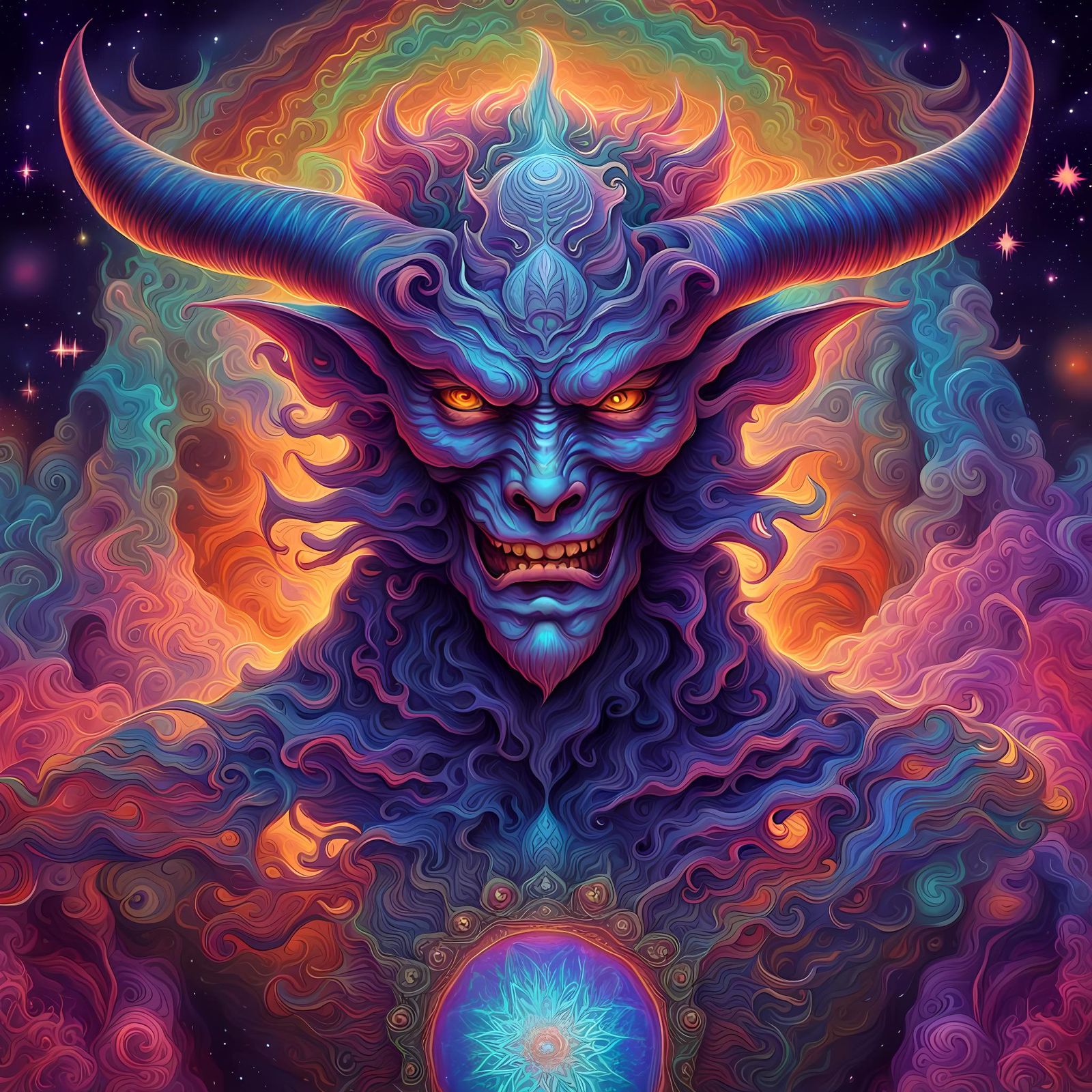 Demonic Figure in DMT Astral Illustration