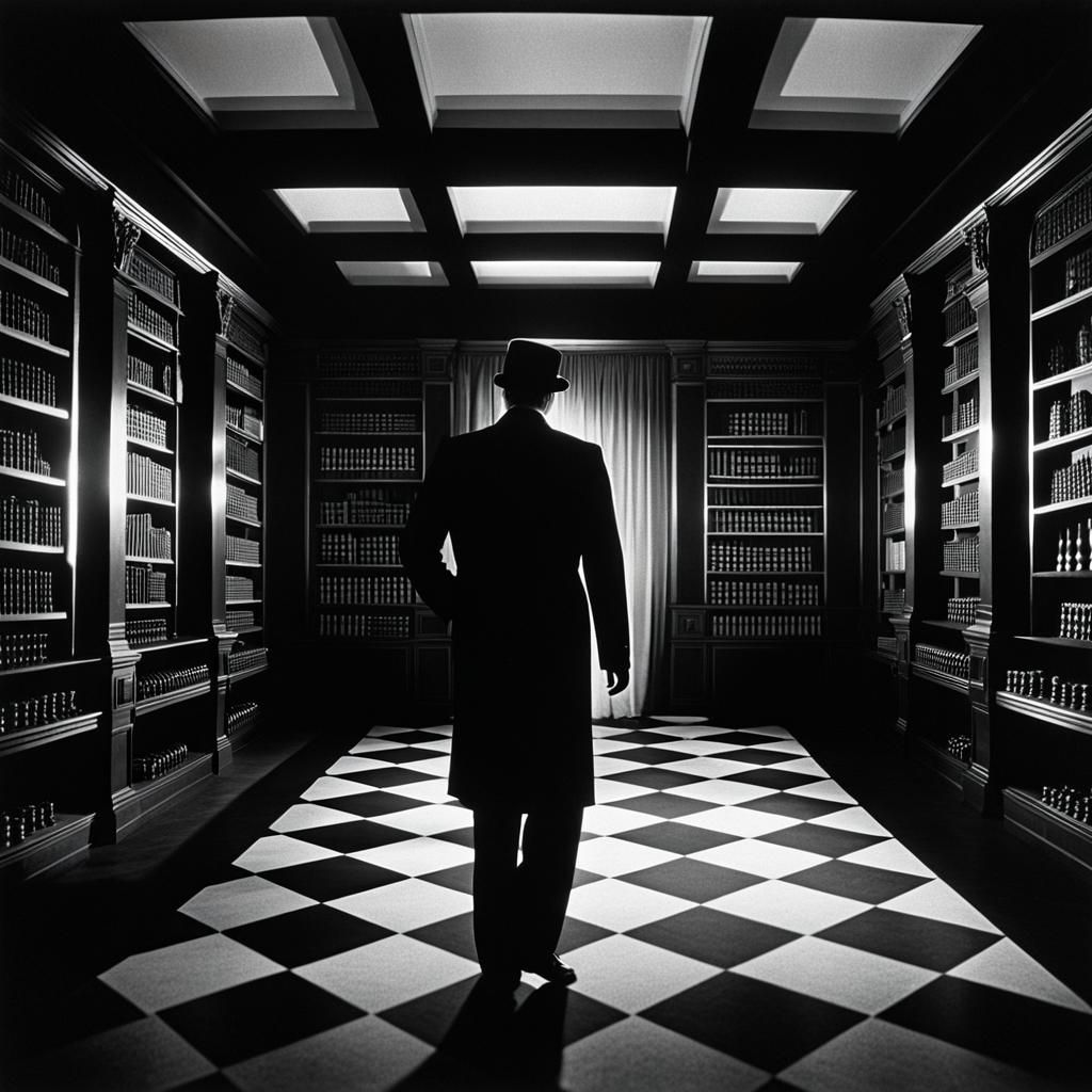 German Expressionist Film Still in Red Velvet Room