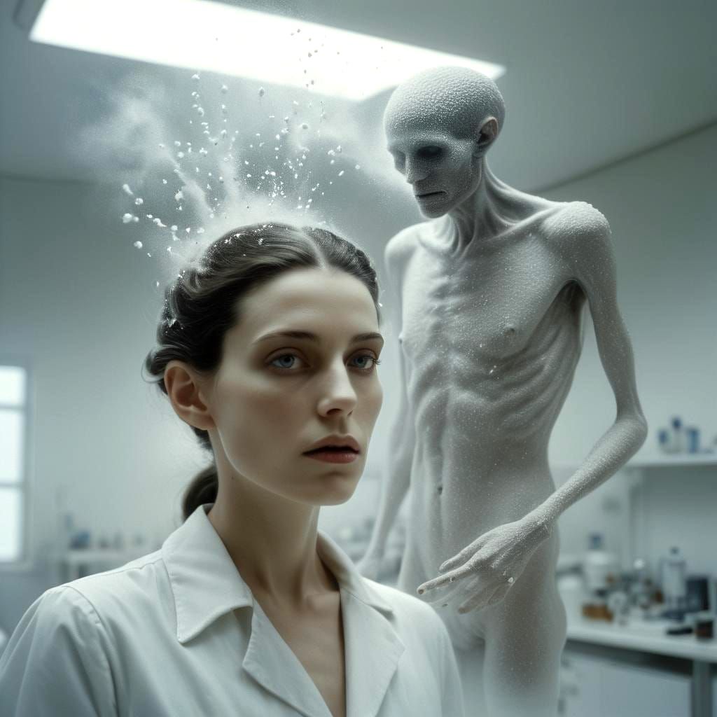 Surreal Portraits in White Laboratory: Hyperrealistic Bizarr...