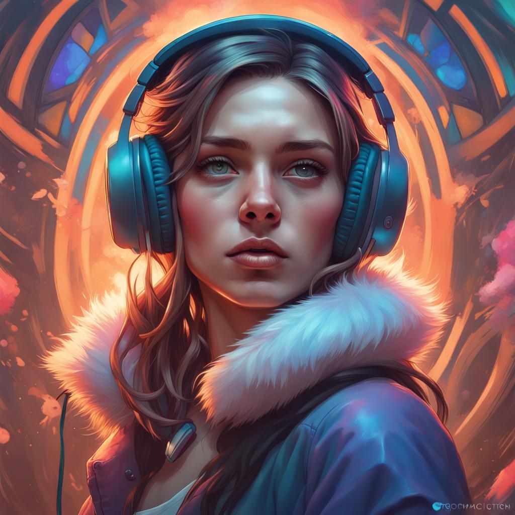 Hypnotic Girl Portrait in Art Nouveau Style