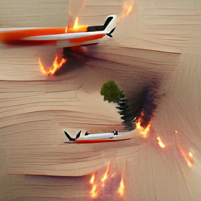 Airplane Crash in Burning Forest Catastrophe