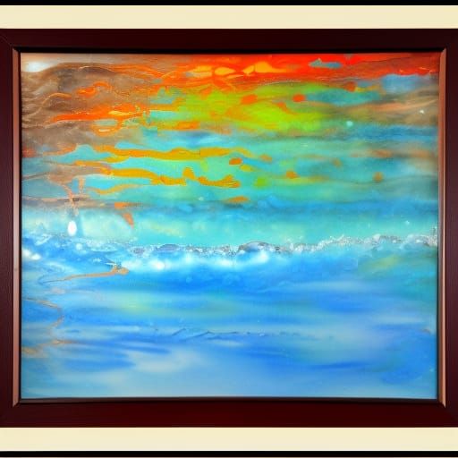 Framed Abstract Water Painting