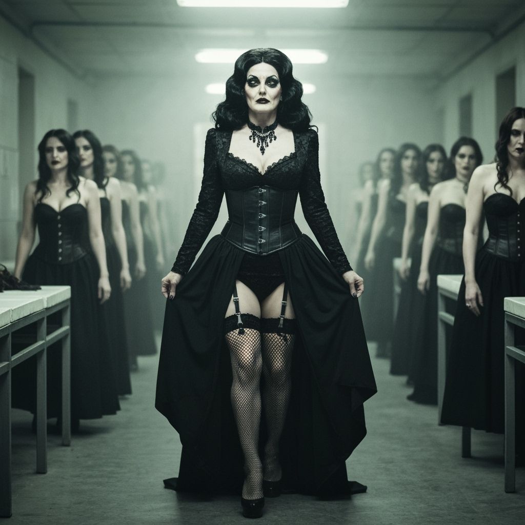 Gothic Surrealism: Cross-dresser in Morgue Dungeon