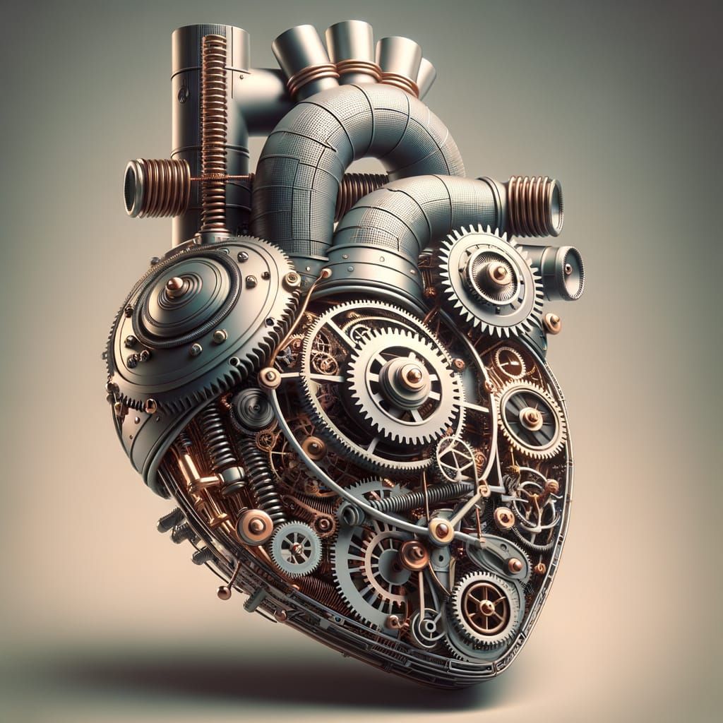 Steampunk Clockwork Heart in Intricate 3D Render