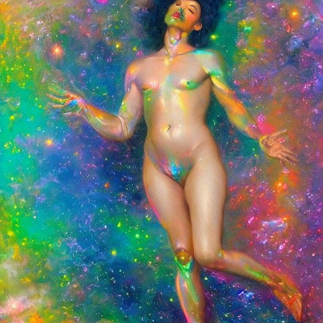 Spacecore Human Figure in Vaporwave Auroracore Style