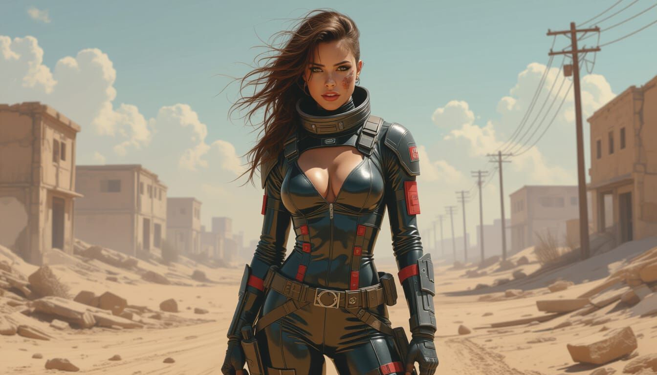 Post-Apocalyptic Pinup In Latex Spacesuit