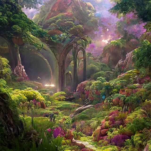Lush Valley with Vibrant Flora and Fauna