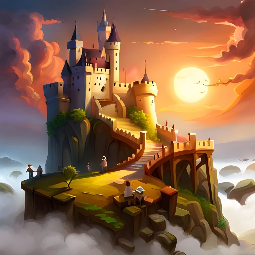 Sunny Hilltop Castle, Digital Art Style
