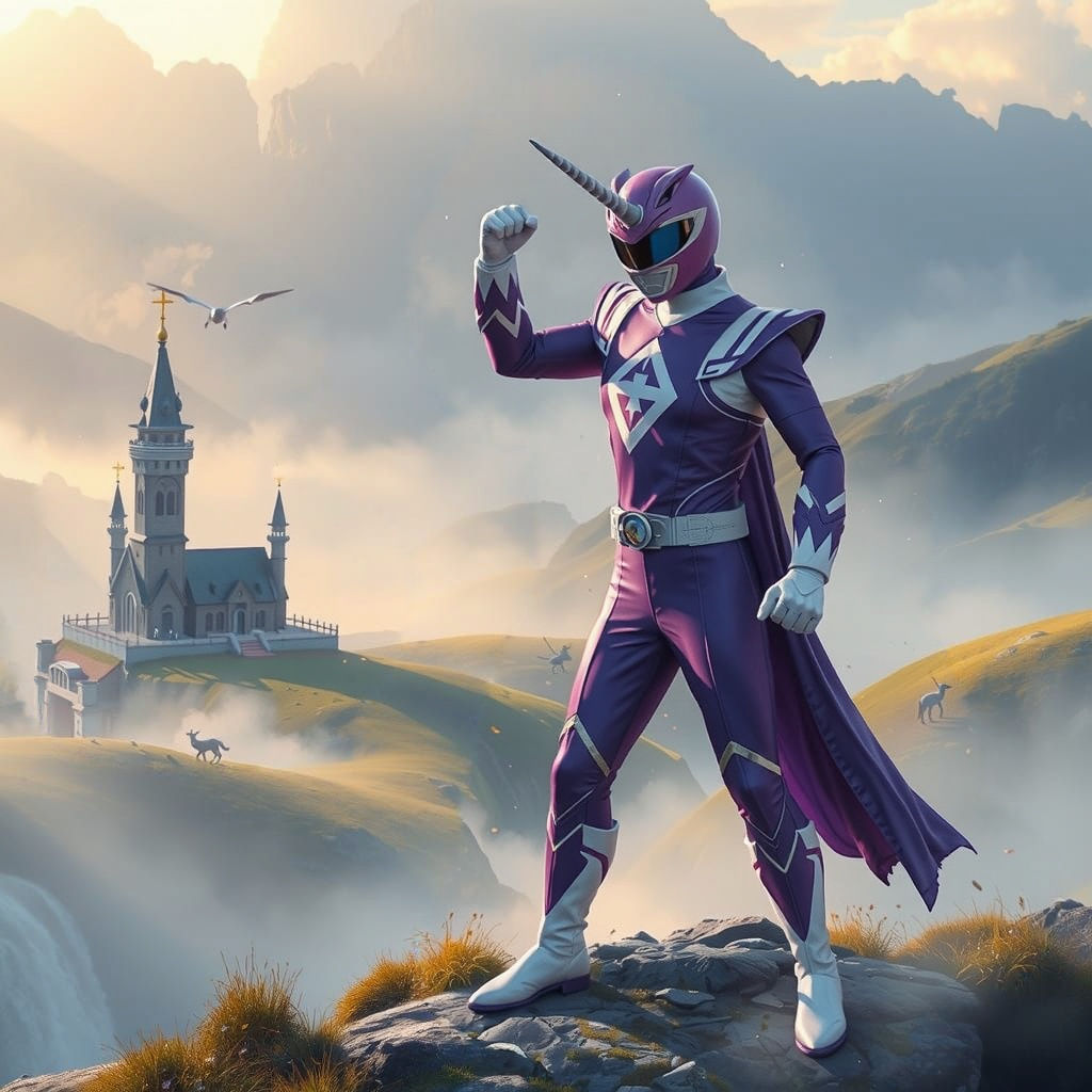 Medieval Purple Ranger in Ethereal Fantasy Style