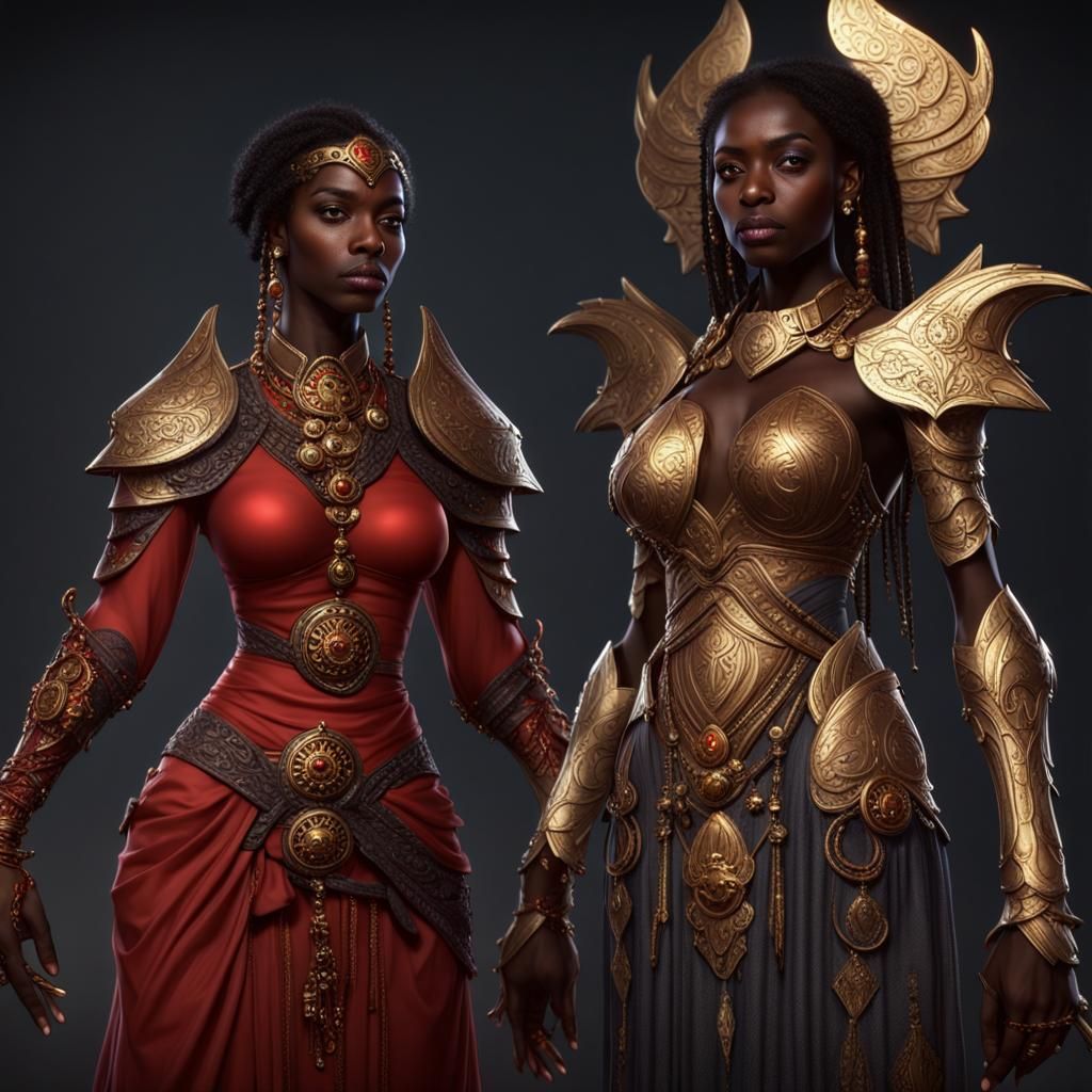 Cleric of Death and Aasimar Wife: Fantasy Art