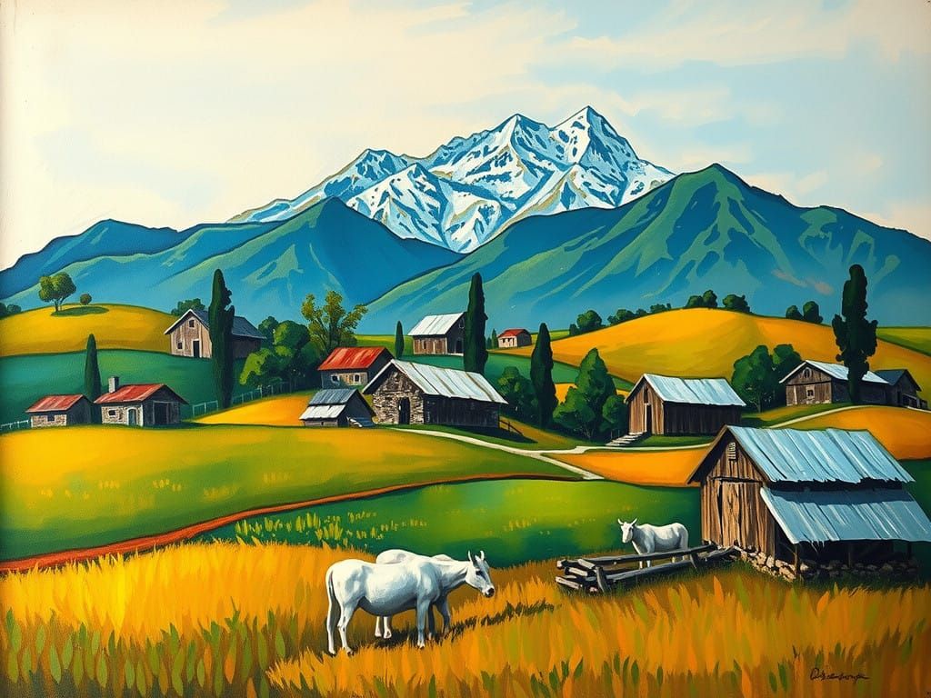Bucolic Masterpiece in Vibrant Impasto Style