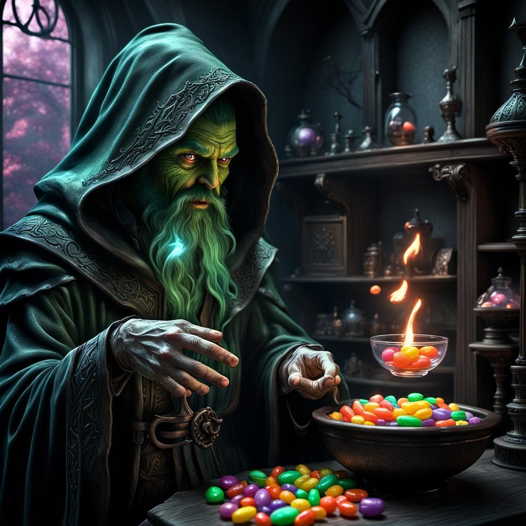 A Warlock casts a spell over some Jellybeans 3DEXCITE they c...