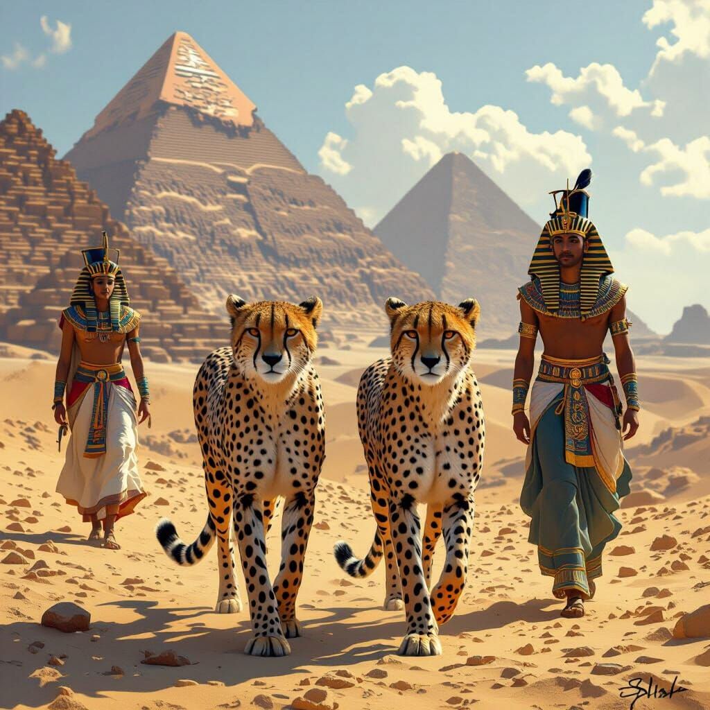 Cheetahs in Egypt with Royalty: Atmospheric Landscape