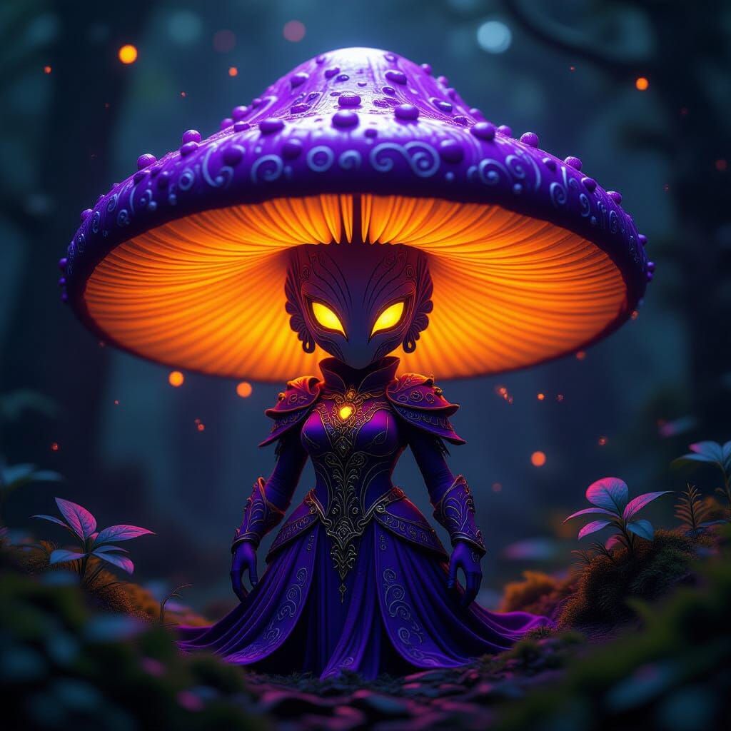Intricate Purple Mushroom in Dark Fantasy Style
