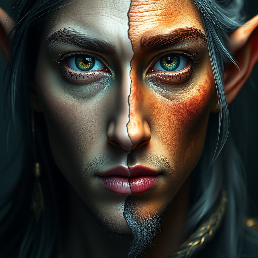 Fantasy Elf Transformation Portrait in Art Nouveau Style