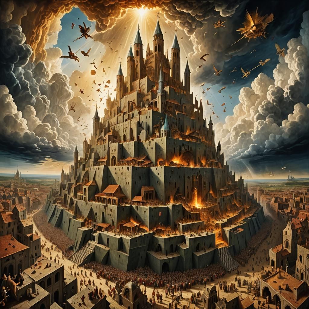 Apocalyptic Vision: New Jerusalem Descending in Oil Painting...
