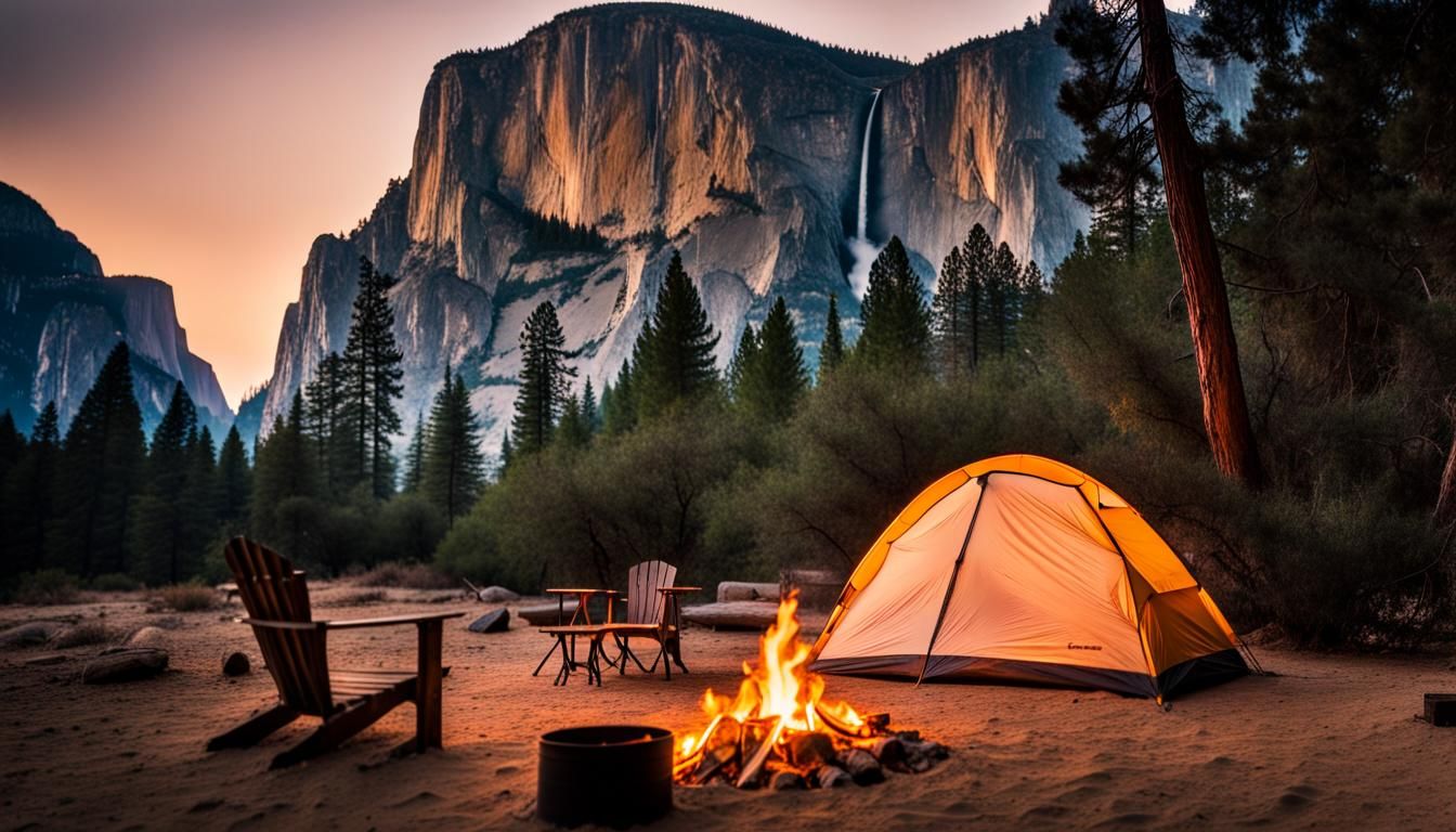 Idyllic Campsite Below El Capitan at Dusk