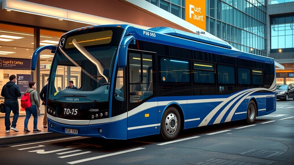 Photorealistic City Bus at Bustling Terminal