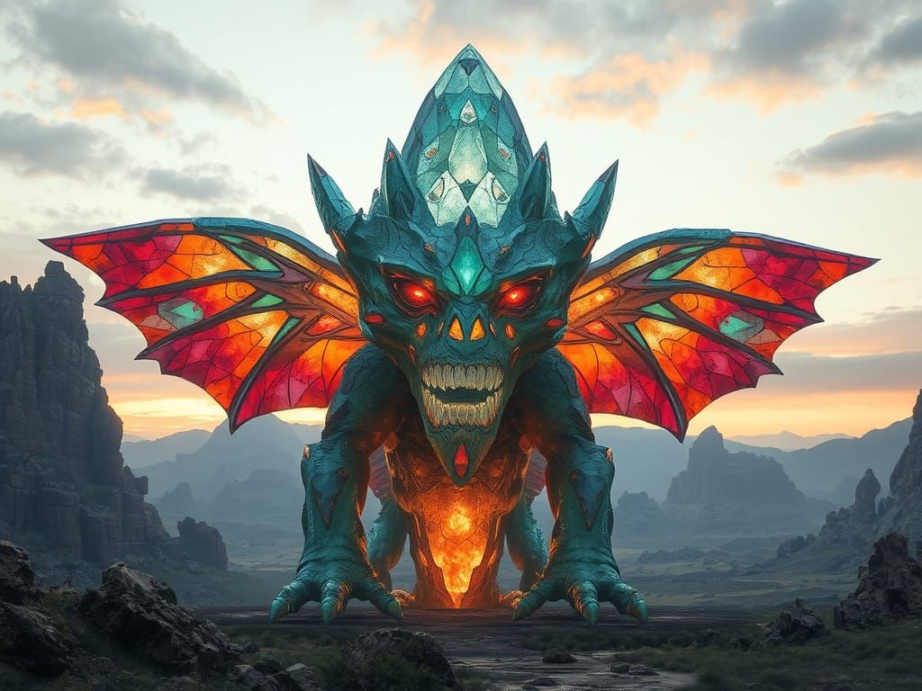 Living Crystal Creature in Alien Landscape