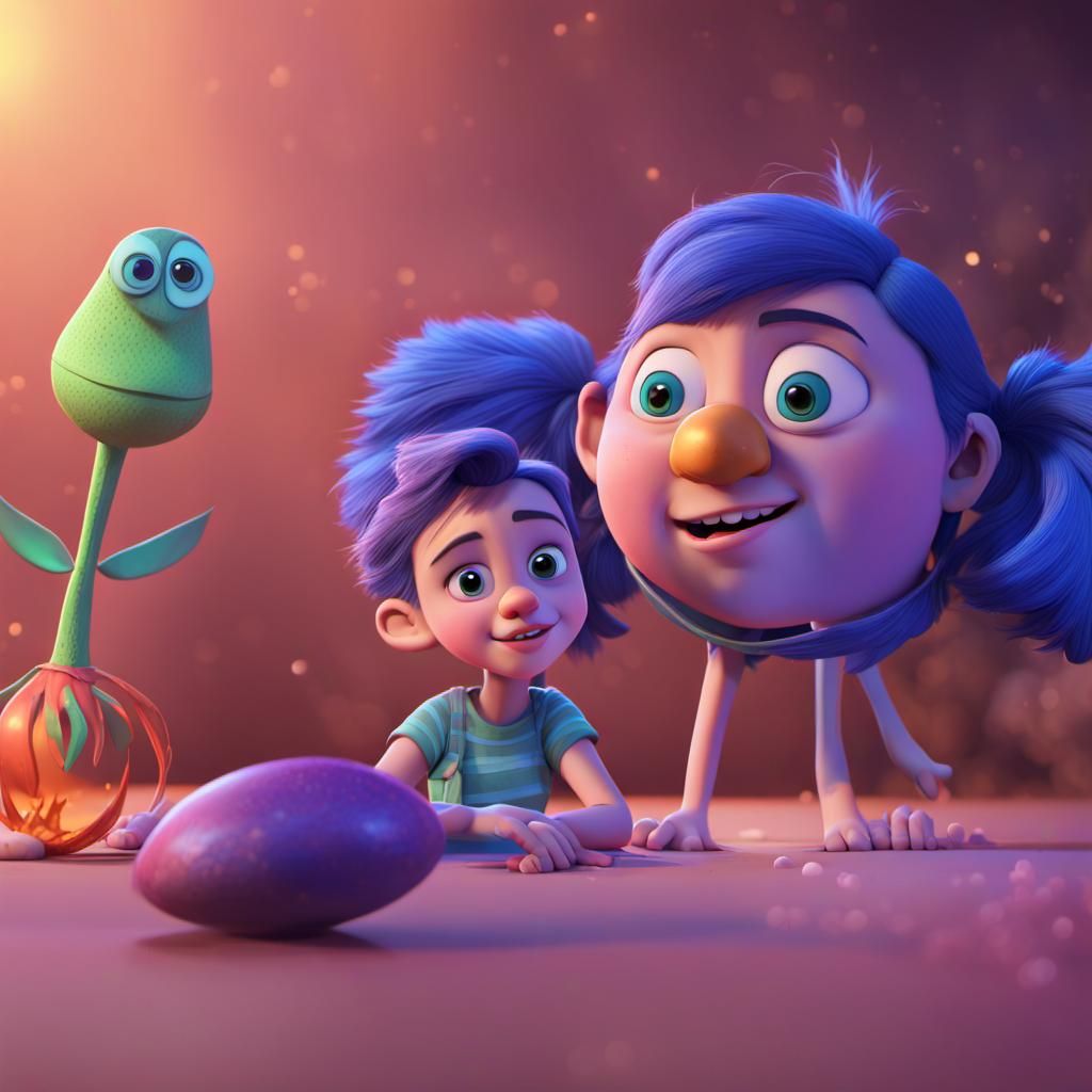 Pixar-Style 3D Art with Radial Gradient Background