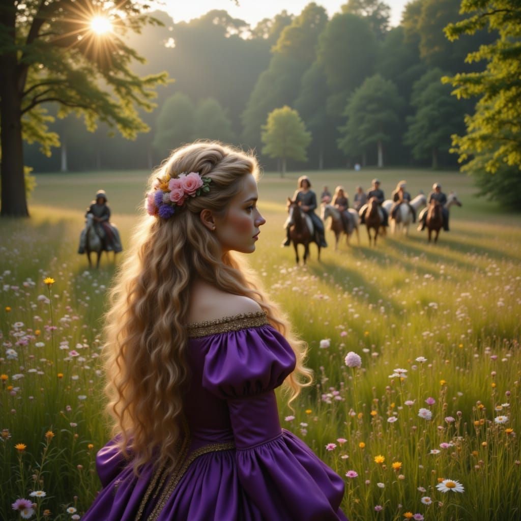 Baroque Beauty Anne de Breuil in a French Meadow