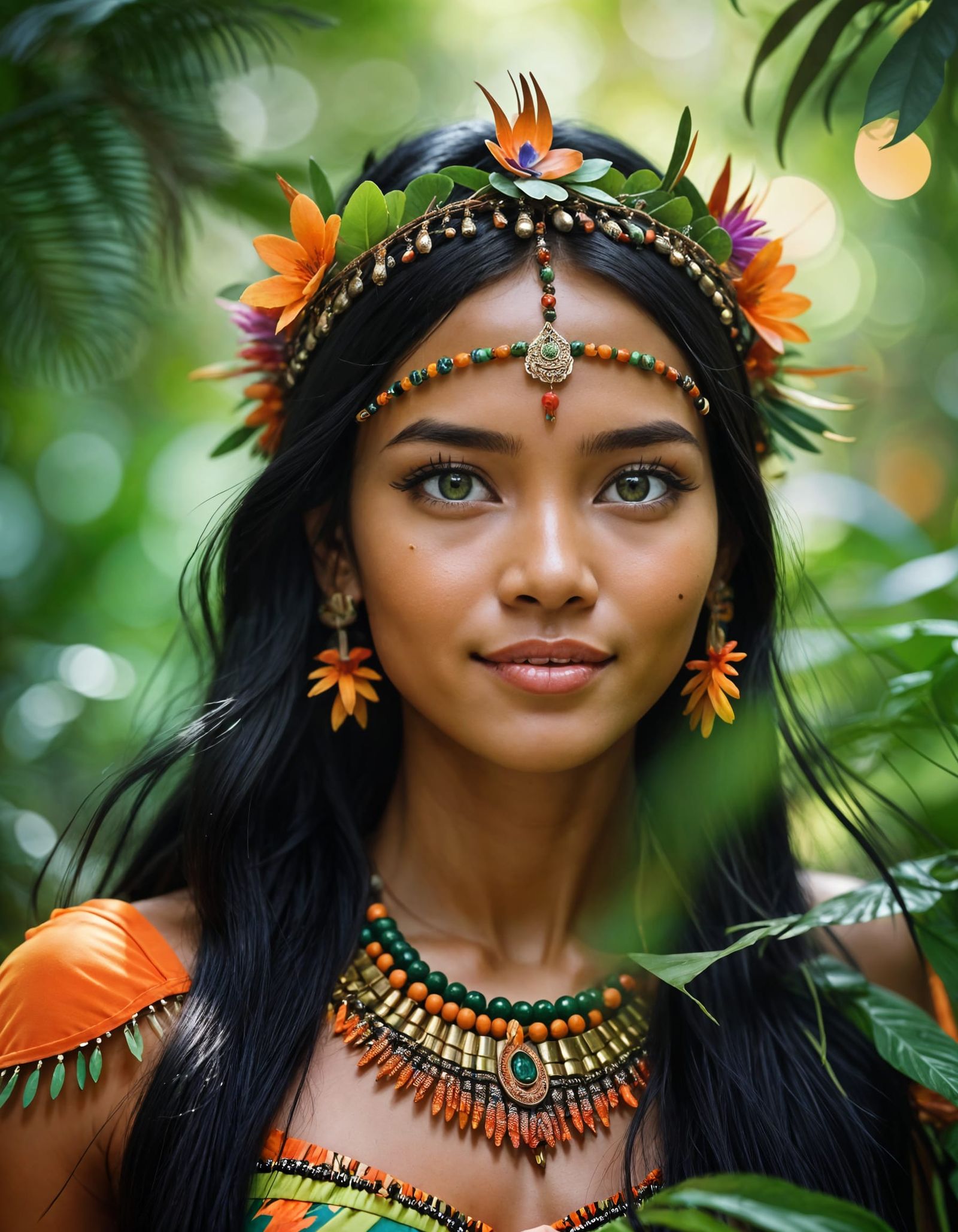 Exotic Tribal Princess Dancing in Jungle