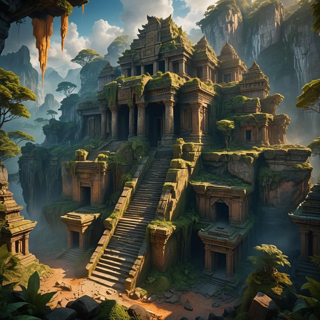 Mudslide Engulfs Ancient Temple in Matte Painting