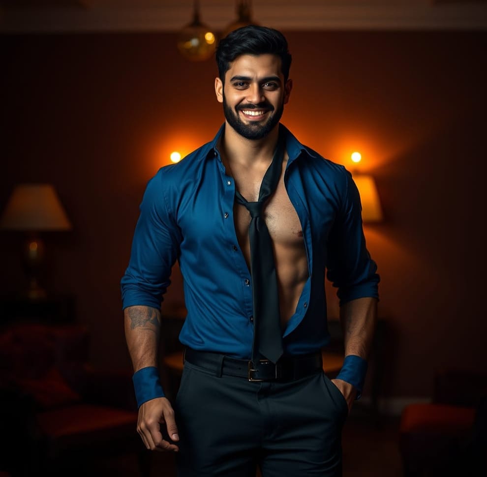 Handsome Man in Moody Lighting, Cinematic Style