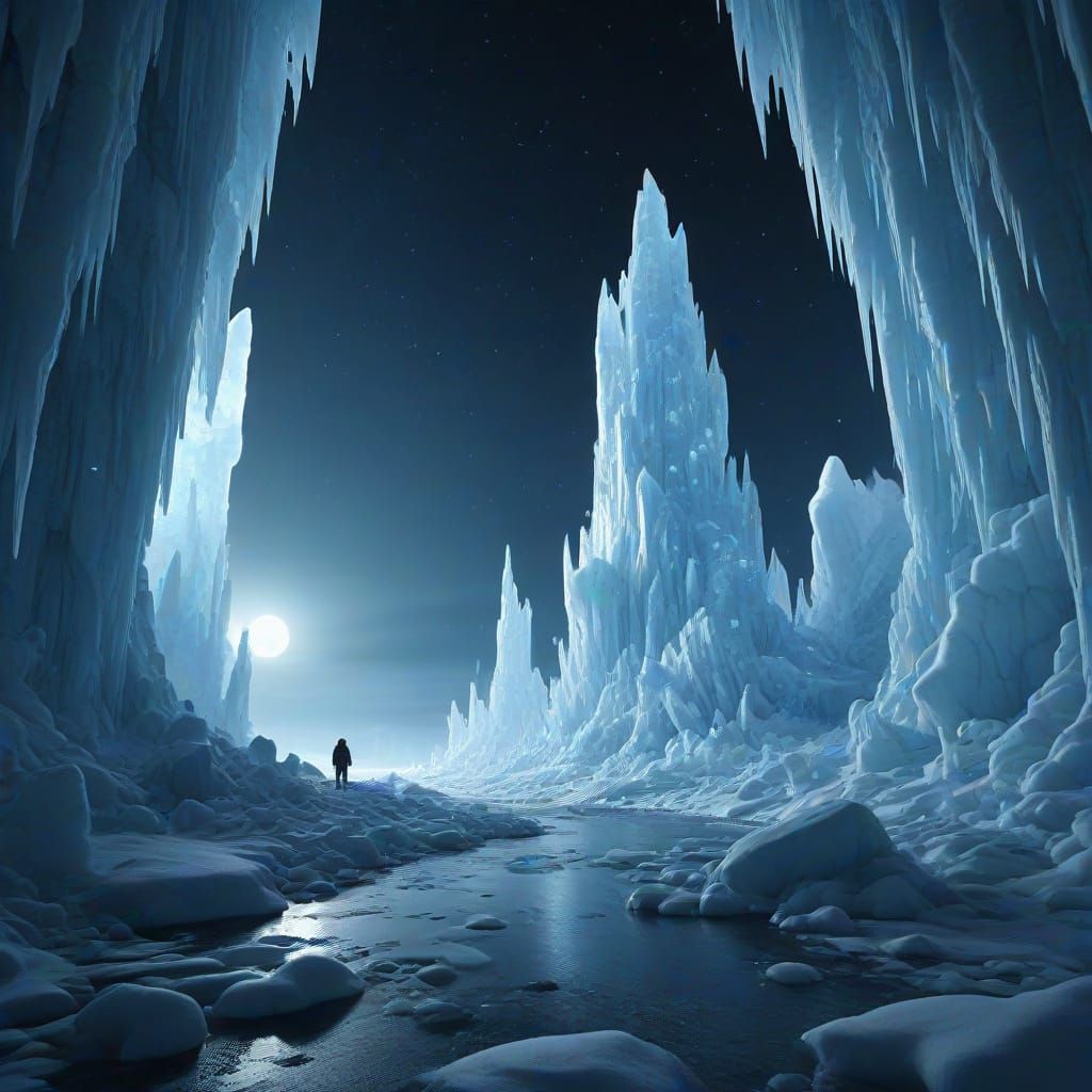Ancient Ice City Discovered by Explorers in Ethereal Glow