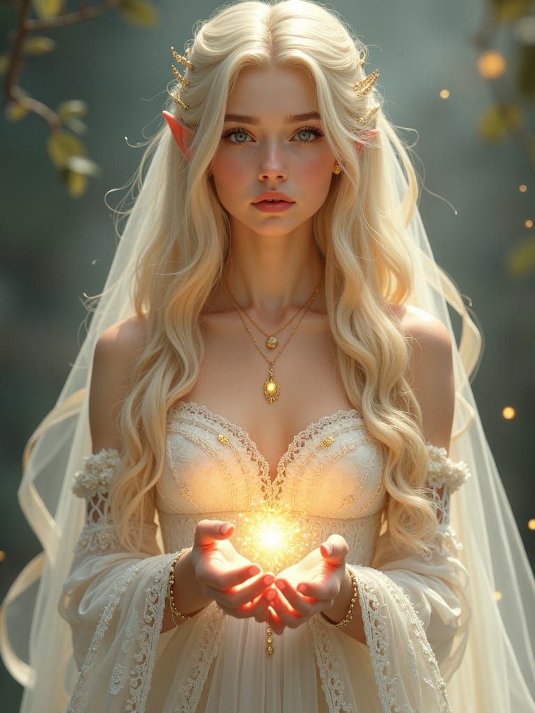 Enchanting Blonde Wizard Casting Magic