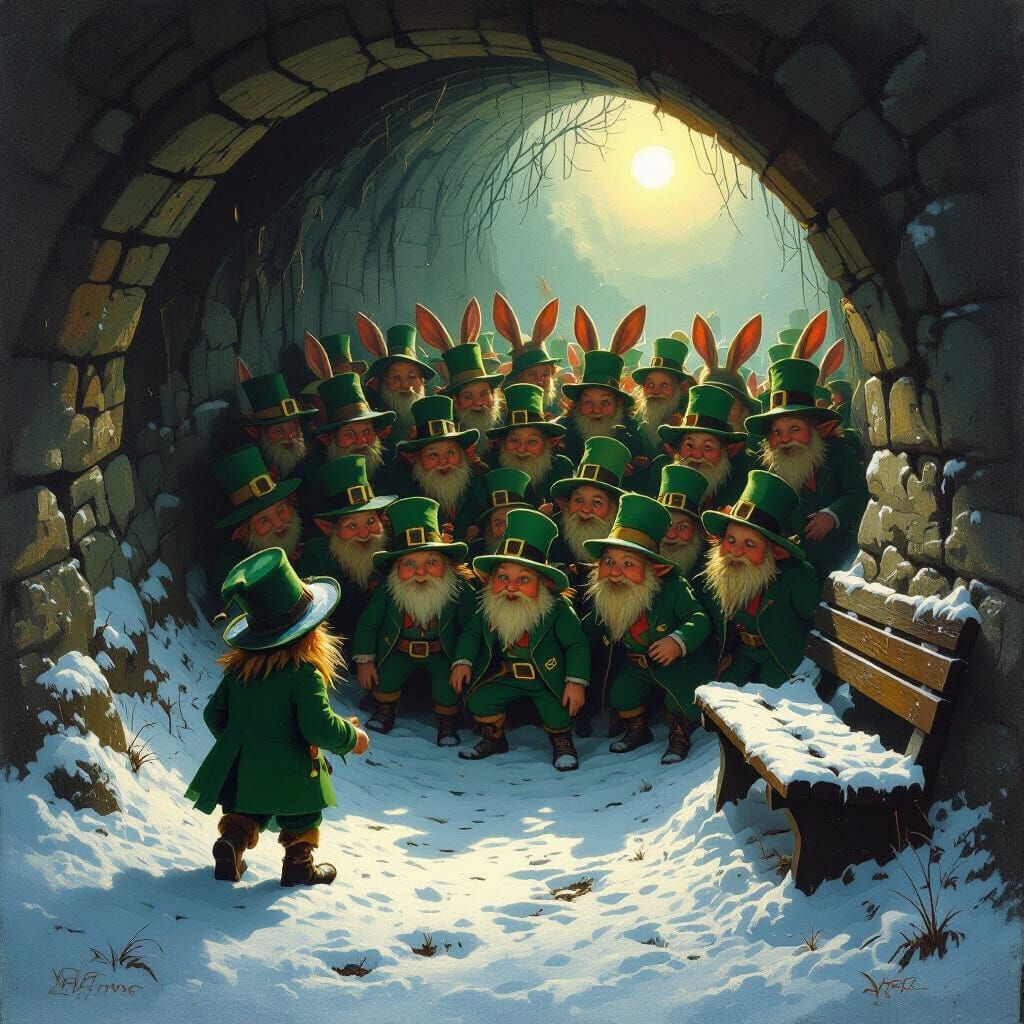 Leprechaun Rabbits Emerge From Well at Dawn