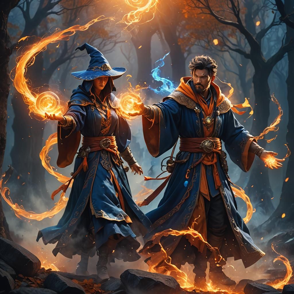 Mysterious Mage Casting Spell: Fantasy Concept Art