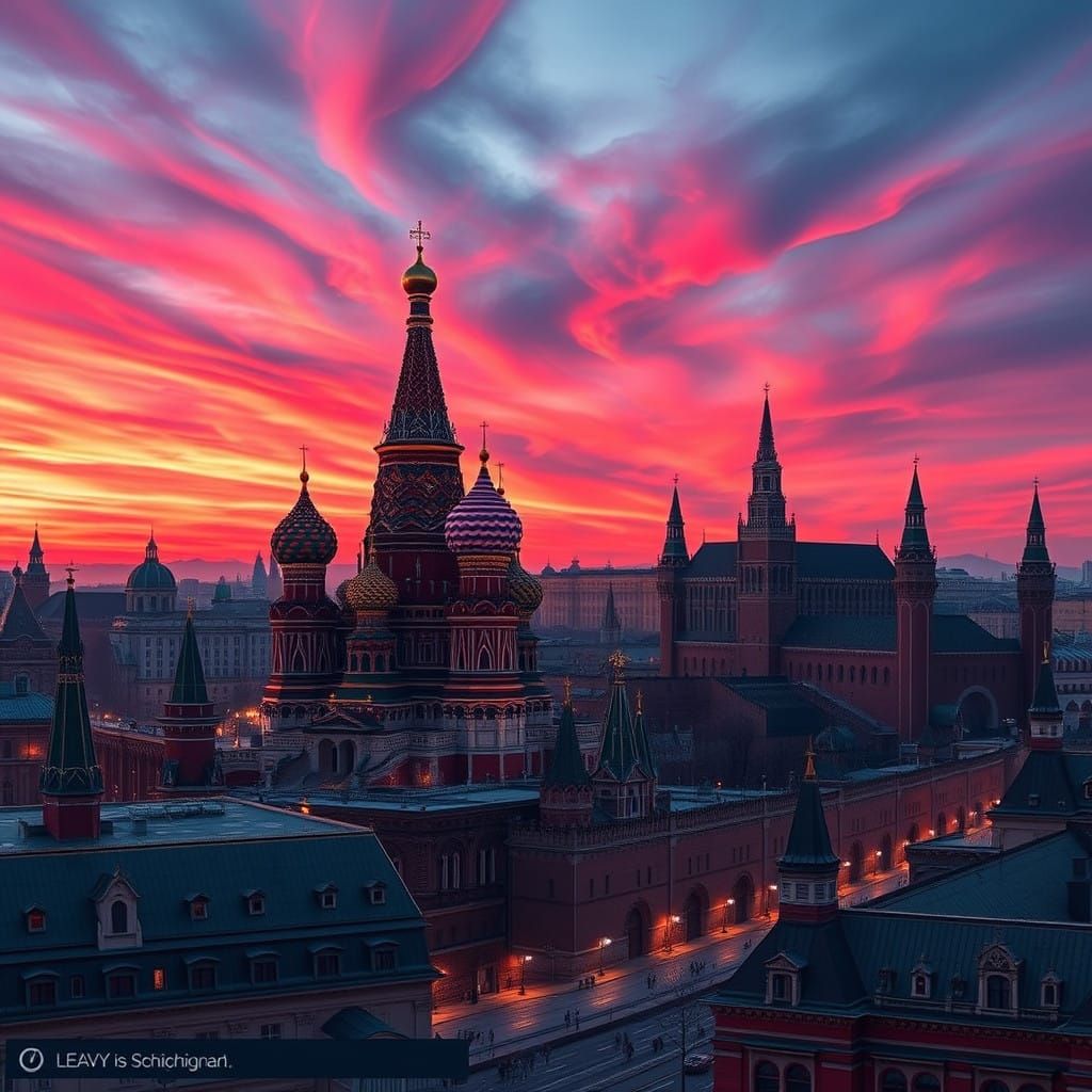 Ethereal Moscow Cityscape at Dusk