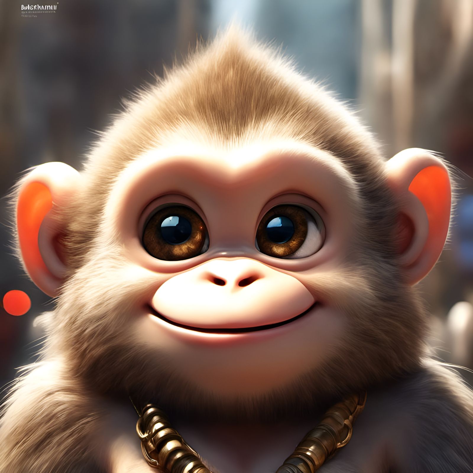 Chibi Monkey Portrait in Detailed 3D Rendering