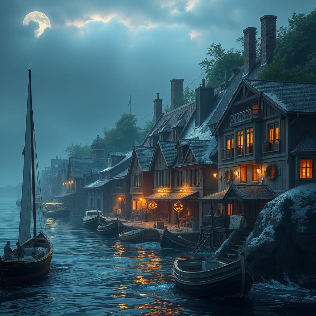 Avonlea Town at Sea in Vibrant Fantasy