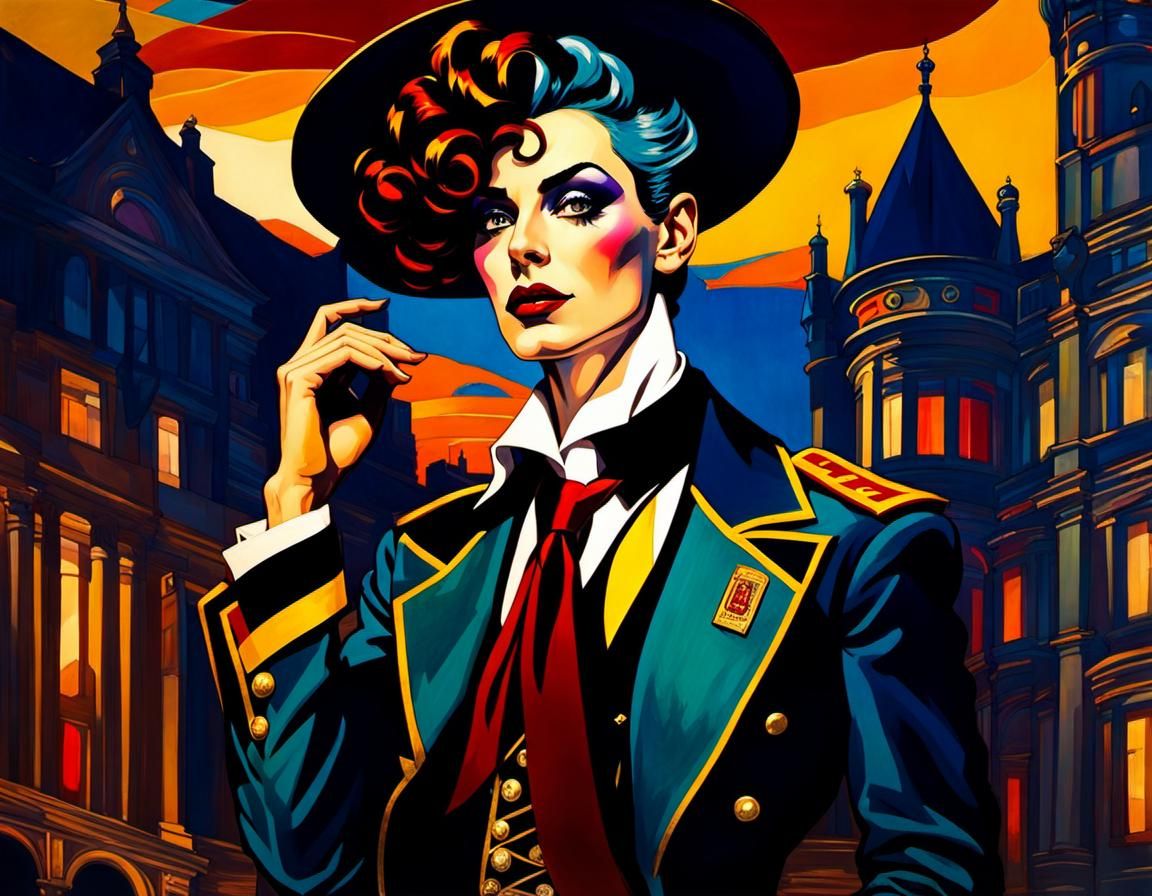 Drag Queen Wizard in Golden Age Illustration Style