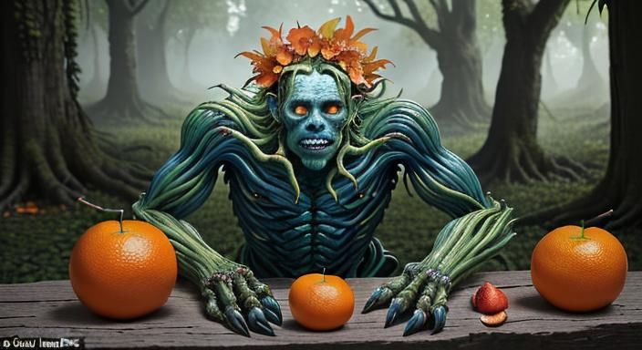 Rotten Orange Fruit Monster in Enchanted Forest