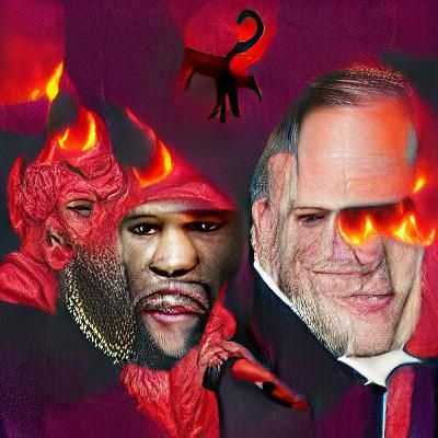 Cartoon Figures in a Hellish Landscape