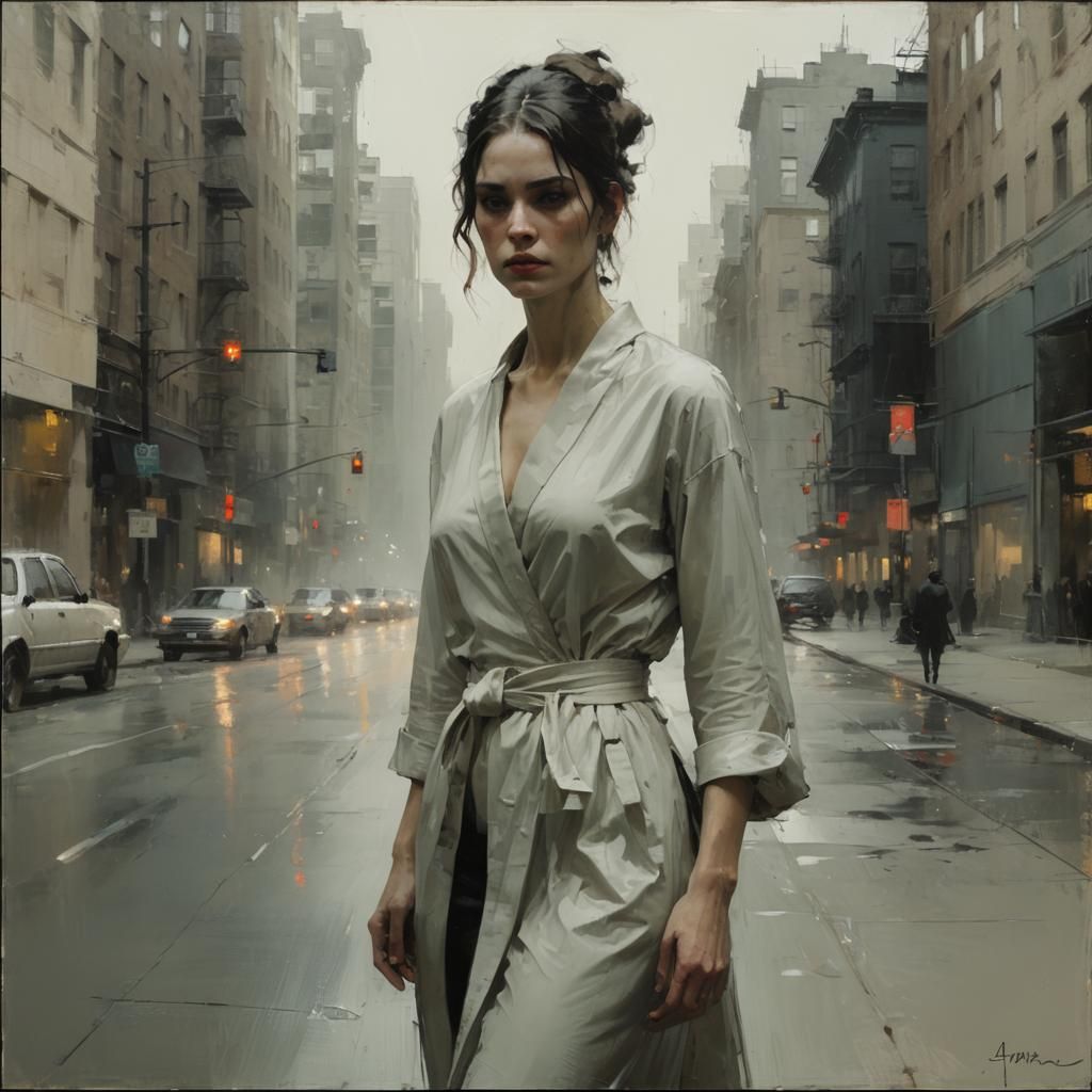 Woman in Urban Impressionist Style