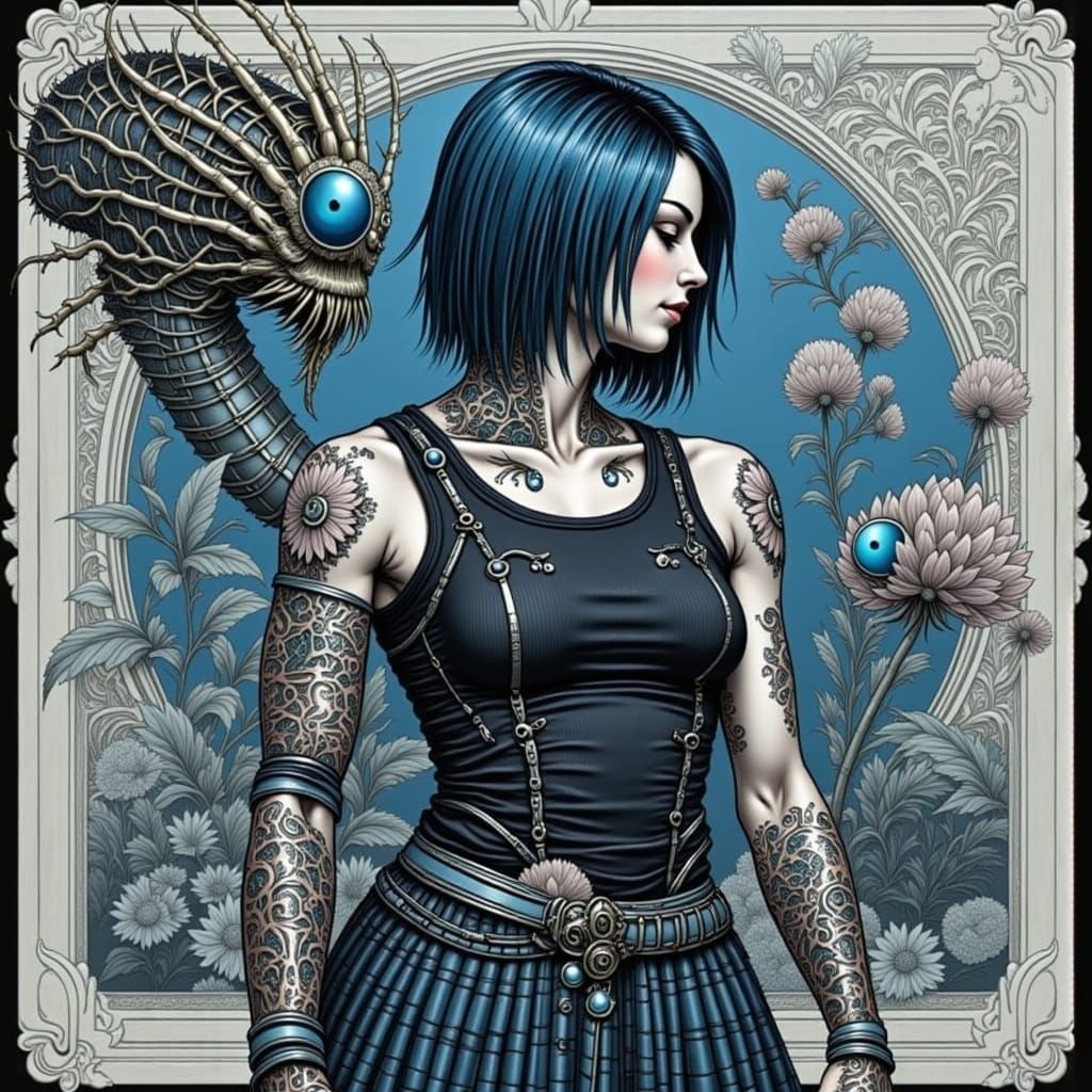 Cyborg Goddess Emerges in Gigeresque Hues